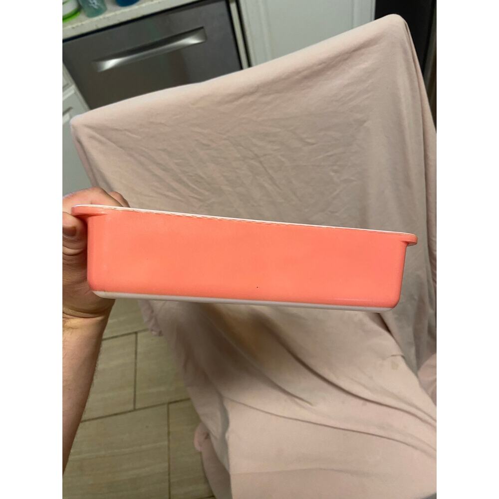 Vtg MCM #222 Pyrex FLAMINGO PINK 8" Square Baking Pan Casserole Dish EXCELLENT!!